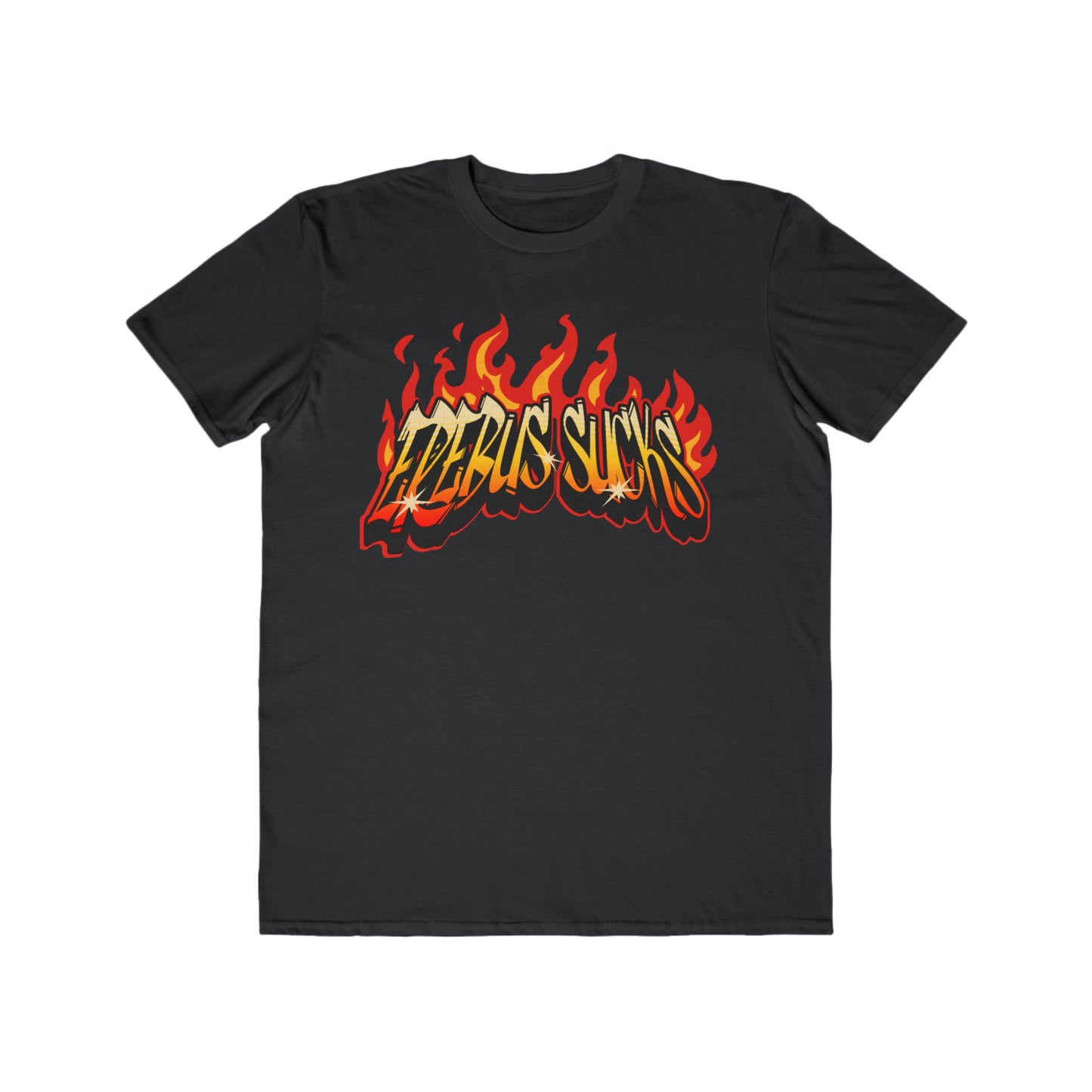 Men's Flame Graphic Tee — "Erebus Sucks" Retro Fire Design