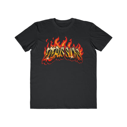 Men's Flame Graphic Tee — "Erebus Sucks" Retro Fire Design