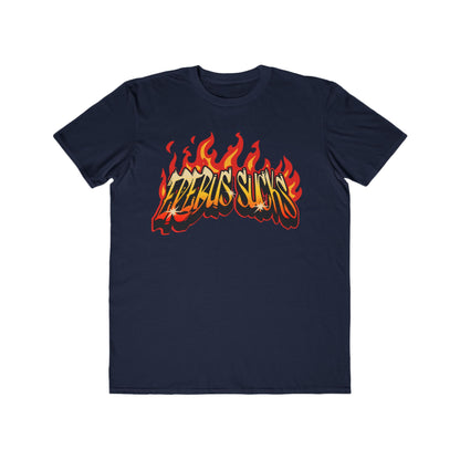 Men's Flame Graphic Tee — "Erebus Sucks" Retro Fire Design