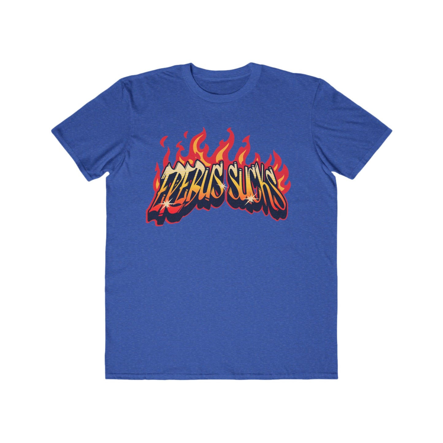 Men's Flame Graphic Tee — "Erebus Sucks" Retro Fire Design