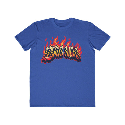Men's Flame Graphic Tee — "Erebus Sucks" Retro Fire Design