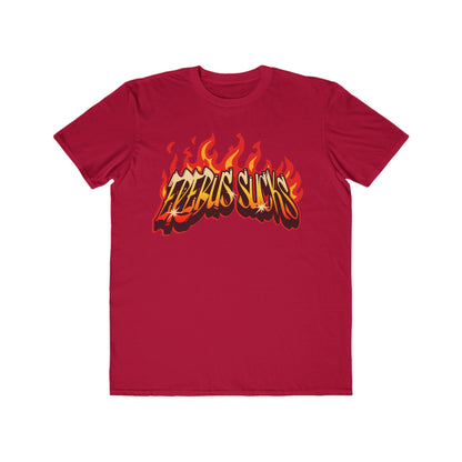 Men's Flame Graphic Tee — "Erebus Sucks" Retro Fire Design