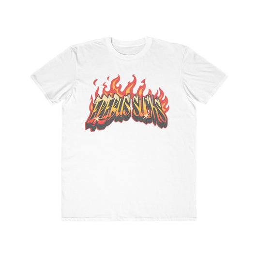 Men's Flame Graphic Tee — "Erebus Sucks" Retro Fire Design